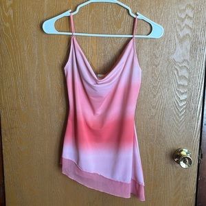 La Khaki Ombré Cascade Blouse Tunic Size Small